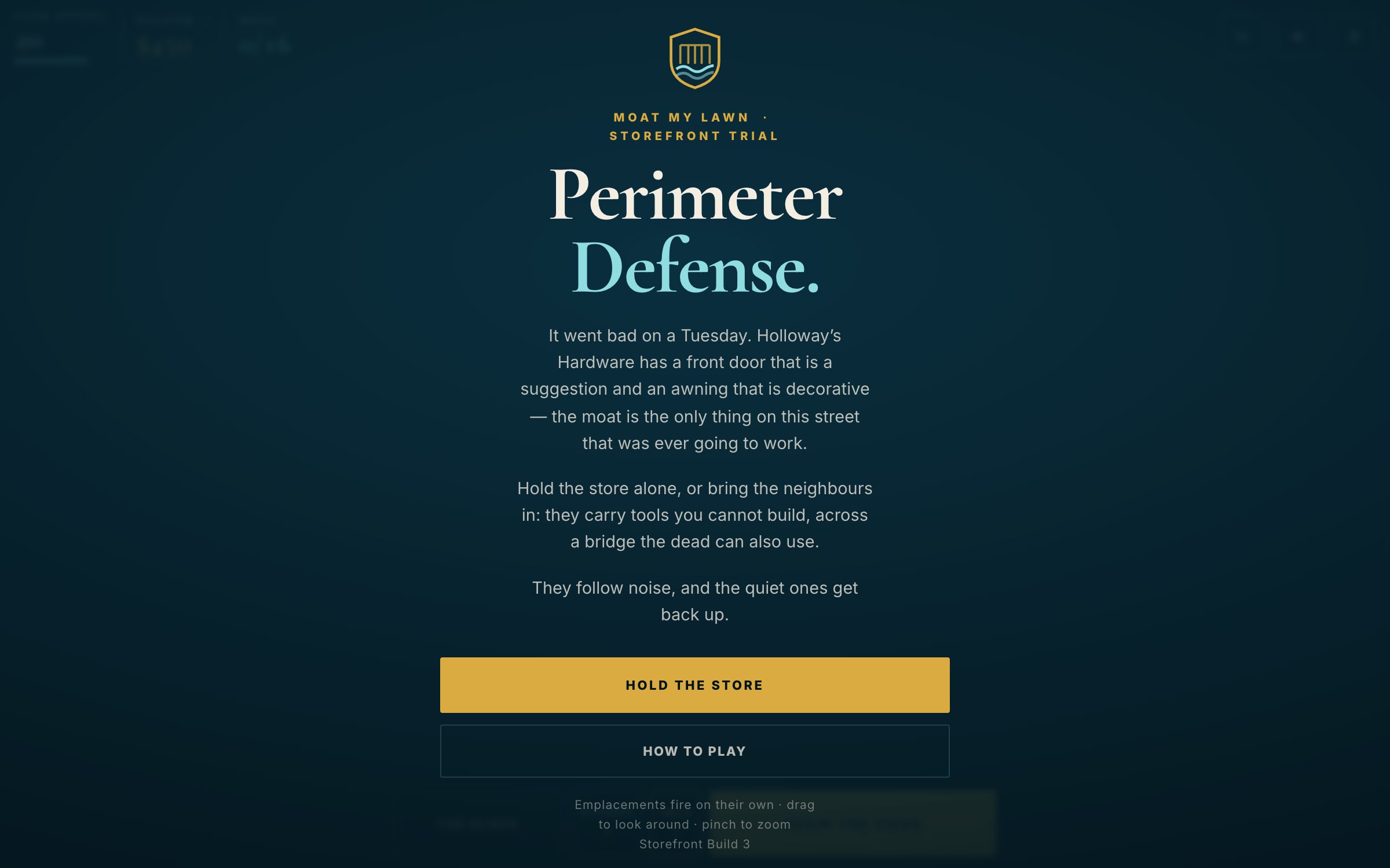 Perimeter Defense: Storefront title screen, v2